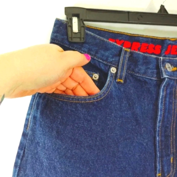 Vintage Express Jeans Y2K 99/00 Red Embroidery 100% Cotton Made in USA 9/10 - Picture 10 of 14